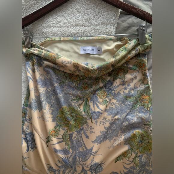 TIGER MIST Theo floral green blue cream ruffle strapless fairy core garden dress - Picture 13 of 13